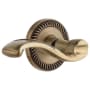 Grandeur Newport Solid Brass Rose Left Handed Privacy Door Lever Set with Portofino Lever and 2-3/8" Backset Vintage Brass