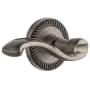Grandeur Newport Solid Brass Rose Left Handed Privacy Door Lever Set with Portofino Lever and 2-3/8" Backset Antique Pewter