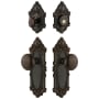 Grandeur Grande Victorian Solid Brass Single Cylinder Keyed Entry Knobset and Deadbolt Combo Pack with Fifth Avenue Knob and 2-3/8" Backset Timeless Bronze