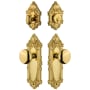 Grandeur Grande Victorian Solid Brass Single Cylinder Keyed Entry Knobset and Deadbolt Combo Pack with Fifth Avenue Knob and 2-3/8" Backset Lifetime Brass