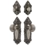 Grandeur Grande Victorian Solid Brass Single Cylinder Keyed Entry Knobset and Deadbolt Combo Pack with Fifth Avenue Knob and 2-3/8" Backset Antique Pewter