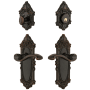 Grandeur Grande Victorian Solid Brass Right Handed Single Cylinder Keyed Entry Leverset and Deadbolt Combo Pack with Portofino Lever and 2-3/8" Backset Timeless Bronze