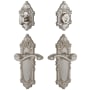 Grandeur Grande Victorian Solid Brass Right Handed Single Cylinder Keyed Entry Leverset and Deadbolt Combo Pack with Portofino Lever and 2-3/8" Backset Satin Nickel