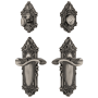 Grandeur Grande Victorian Solid Brass Right Handed Single Cylinder Keyed Entry Leverset and Deadbolt Combo Pack with Portofino Lever and 2-3/8" Backset Antique Pewter