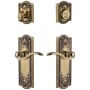Grandeur Parthenon Solid Brass Right Handed Single Cylinder Keyed Entry Leverset and Deadbolt Combo Pack with Bellagio Lever and 2-3/8" Backset Vintage Brass