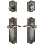 Grandeur Parthenon Solid Brass Right Handed Single Cylinder Keyed Entry Leverset and Deadbolt Combo Pack with Bellagio Lever and 2-3/8" Backset Antique Pewter