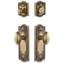 Grandeur Parthenon Solid Brass Single Cylinder Keyed Entry Knobset and Deadbolt Combo Pack with Eden Prairie Knob and 2-3/8" Backset Vintage Brass