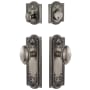 Grandeur Parthenon Solid Brass Single Cylinder Keyed Entry Knobset and Deadbolt Combo Pack with Eden Prairie Knob and 2-3/8" Backset Antique Pewter