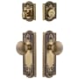 Grandeur Parthenon Solid Brass Single Cylinder Keyed Entry Knobset and Deadbolt Combo Pack with Fifth Avenue Knob and 2-3/8" Backset Vintage Brass