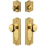 Grandeur Parthenon Solid Brass Single Cylinder Keyed Entry Knobset and Deadbolt Combo Pack with Fifth Avenue Knob and 2-3/8" Backset Lifetime Brass