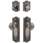 Grandeur Parthenon Solid Brass Single Cylinder Keyed Entry Knobset and Deadbolt Combo Pack with Fifth Avenue Knob and 2-3/8" Backset Antique Pewter