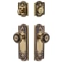 Grandeur Parthenon Solid Brass Single Cylinder Keyed Entry Knobset and Deadbolt Combo Pack with Parthenon Knob and 2-3/8" Backset Vintage Brass