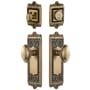 Grandeur Windsor Solid Brass Single Cylinder Keyed Entry Knobset and Deadbolt Combo Pack with Eden Prairie Knob and 2-3/8" Backset Vintage Brass