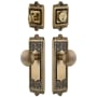 Grandeur Windsor Solid Brass Single Cylinder Keyed Entry Knobset and Deadbolt Combo Pack with Fifth Avenue Knob and 2-3/8" Backset Vintage Brass