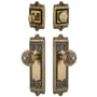 Grandeur Windsor Solid Brass Single Cylinder Keyed Entry Knobset and Deadbolt Combo Pack with Windsor Knob and 2-3/8" Backset Vintage Brass