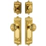 Grandeur Windsor Solid Brass Single Cylinder Keyed Entry Knobset and Deadbolt Combo Pack with Windsor Knob and 2-3/8" Backset Lifetime Brass