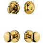 Grandeur Georgetown Solid Brass Single Cylinder Keyed Entry Knobset and Deadbolt Combo Pack with Fifth Avenue Knob and 2-3/8" Backset Lifetime Brass
