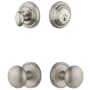 Grandeur Georgetown Solid Brass Single Cylinder Keyed Entry Knobset and Deadbolt Combo Pack with Fifth Avenue Knob and 2-3/8" Backset Satin Nickel