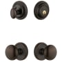 Grandeur Georgetown Solid Brass Single Cylinder Keyed Entry Knobset and Deadbolt Combo Pack with Fifth Avenue Knob and 2-3/8" Backset Timeless Bronze
