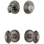 Grandeur Georgetown Solid Brass Single Cylinder Keyed Entry Knobset and Deadbolt Combo Pack with Grande Victorian Knob and 2-3/8" Backset Antique Pewter