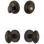 Grandeur Georgetown Solid Brass Single Cylinder Keyed Entry Knobset and Deadbolt Combo Pack with Grande Victorian Knob and 2-3/8" Backset Timeless Bronze