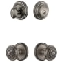 Grandeur Georgetown Solid Brass Single Cylinder Keyed Entry Knobset and Deadbolt Combo Pack with Windsor Knob and 2-3/8" Backset Antique Pewter