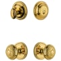 Grandeur Georgetown Solid Brass Single Cylinder Keyed Entry Knobset and Deadbolt Combo Pack with Windsor Knob and 2-3/8" Backset Lifetime Brass