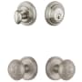 Grandeur Georgetown Solid Brass Single Cylinder Keyed Entry Knobset and Deadbolt Combo Pack with Windsor Knob and 2-3/8" Backset Satin Nickel