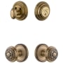 Grandeur Georgetown Solid Brass Single Cylinder Keyed Entry Knobset and Deadbolt Combo Pack with Windsor Knob and 2-3/8" Backset Vintage Brass