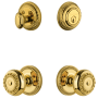 Grandeur Newport Solid Brass Single Cylinder Keyed Entry Knobset and Deadbolt Combo Pack with Parthenon Knob and 2-3/8" Backset Lifetime Brass