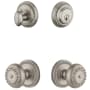 Grandeur Newport Solid Brass Single Cylinder Keyed Entry Knobset and Deadbolt Combo Pack with Parthenon Knob and 2-3/8" Backset Satin Nickel