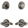 Grandeur Georgetown Solid Brass Left Handed Single Cylinder Keyed Entry Leverset and Deadbolt Combo Pack with Portofino Lever and 2-3/8" Backset Antique Pewter