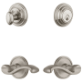 Grandeur Georgetown Solid Brass Left Handed Single Cylinder Keyed Entry Leverset and Deadbolt Combo Pack with Portofino Lever and 2-3/8" Backset Satin Nickel