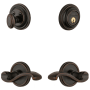 Grandeur Georgetown Solid Brass Left Handed Single Cylinder Keyed Entry Leverset and Deadbolt Combo Pack with Portofino Lever and 2-3/8" Backset Timeless Bronze