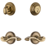 Grandeur Georgetown Solid Brass Left Handed Single Cylinder Keyed Entry Leverset and Deadbolt Combo Pack with Portofino Lever and 2-3/8" Backset Vintage Brass