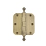 Grandeur 3.5 x 3.5 Inch Plain Bearing 5/8" Radius Corner Mortise Door Hinge with Acorn Finial - Single Hinge Vintage Brass