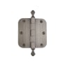 Grandeur 3.5 x 3.5 Inch Plain Bearing 5/8" Radius Corner Mortise Door Hinge with Acorn Finial - Single Hinge Antique Pewter