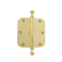 Grandeur 3.5 x 3.5 Inch Plain Bearing 5/8" Radius Corner Mortise Door Hinge with Acorn Finial - Single Hinge Polished Brass