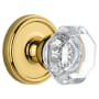 Grandeur Georgetown Solid Brass Rose Passage Door Knob Set with Chambord Crystal Knob and 2-3/8" Backset Lifetime Brass