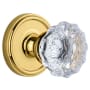 Grandeur Georgetown Solid Brass Rose Privacy Door Knob Set with Fontainebleau Crystal Knob and 2-3/8" Backset Lifetime Brass