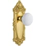 Grandeur Grande Victorian Solid Brass Rose Passage Door Knob Set with Hyde Park Knob and 2-3/8" Backset Lifetime Brass