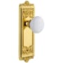 Grandeur Windsor Solid Brass Rose Privacy Door Knob Set with Hyde Park Knob and 2-3/8" Backset Lifetime Brass