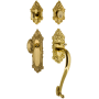 Grandeur Grande Victorian Solid Brass Rose Keyed Entry Single Cylinder Sectional "S" Grip Handleset with Grande Victorian Knob and 2-3/8" Backset Lifetime Brass