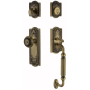Grandeur Parthenon Solid Brass Sectional Single Cylinder Keyed Entry Handleset with Parthenon Interior Knob and 2-3/8" Backset Vintage Brass
