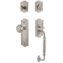 Grandeur Parthenon Solid Brass Sectional Single Cylinder Keyed Entry Handleset with Parthenon Interior Knob and 2-3/8" Backset Satin Nickel