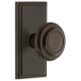 Grandeur Carre Solid Brass Rose Privacy Door Knob Set with Circulaire Knob and 2-3/8" Backset Timeless Bronze