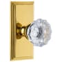 Grandeur Carre Solid Brass Rose Privacy Door Knob Set with Fontainebleau Crystal Knob and 2-3/8" Backset Lifetime Brass