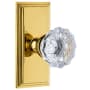 Grandeur Carre Solid Brass Rose Privacy Door Knob Set with Fontainebleau Crystal Knob and 2-3/8" Backset Polished Brass