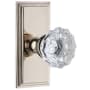 Grandeur Carre Solid Brass Rose Privacy Door Knob Set with Fontainebleau Crystal Knob and 2-3/8" Backset Polished Nickel
