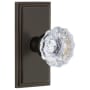 Grandeur Carre Solid Brass Rose Privacy Door Knob Set with Fontainebleau Crystal Knob and 2-3/8" Backset Timeless Bronze